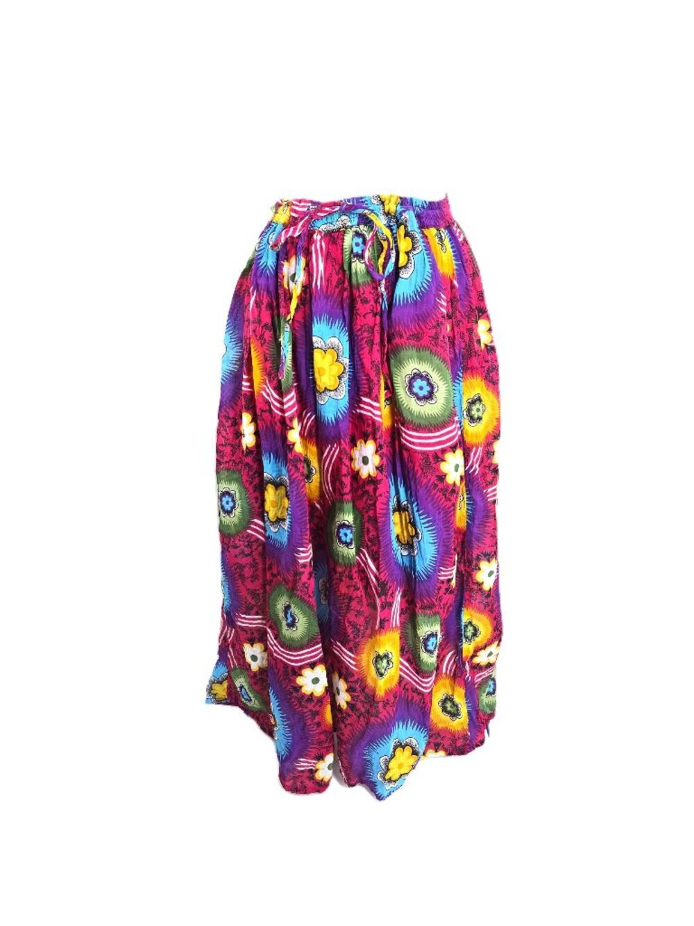 VTG Ingear HIppie Boho Gypsy Colorful Floral Maxi Pull on Skirt Woman OS